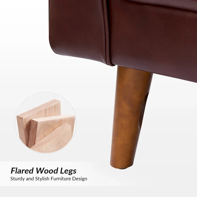 Mid-century Genuine Leather Arm Chair