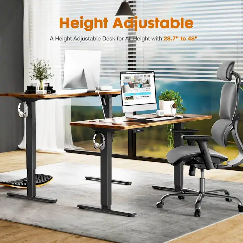 Electric Height Adjustable Standing Desk,Sit to Stand Ergonomic Computer Desk,Black,55 x 24