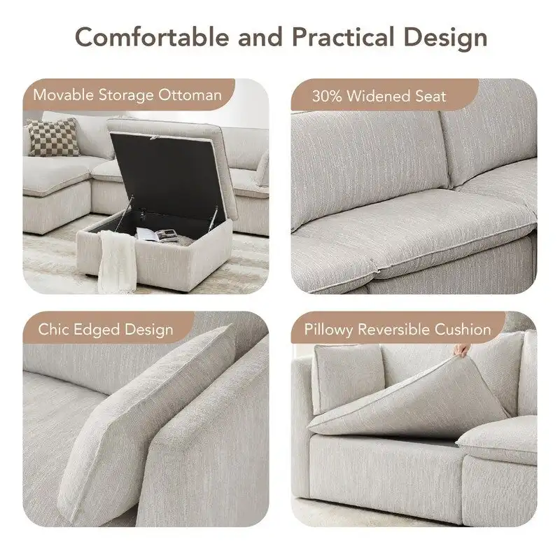 Cypress U-shape Sectional Couches Modular Sofa with Ottoman