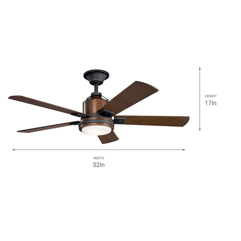 Kichler Lighting Colerne Collection 52-inch Distressed Black LED Ceiling Fan