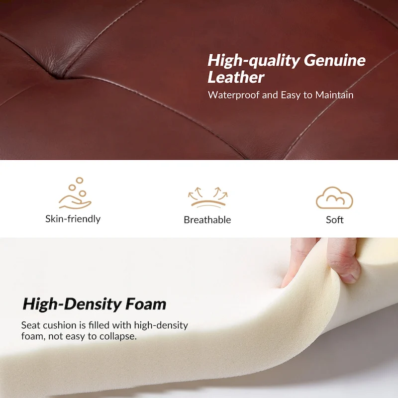 Elizabeth Mid-century Genuine Leather Arm Chair Set of 2 by HULALA HOME