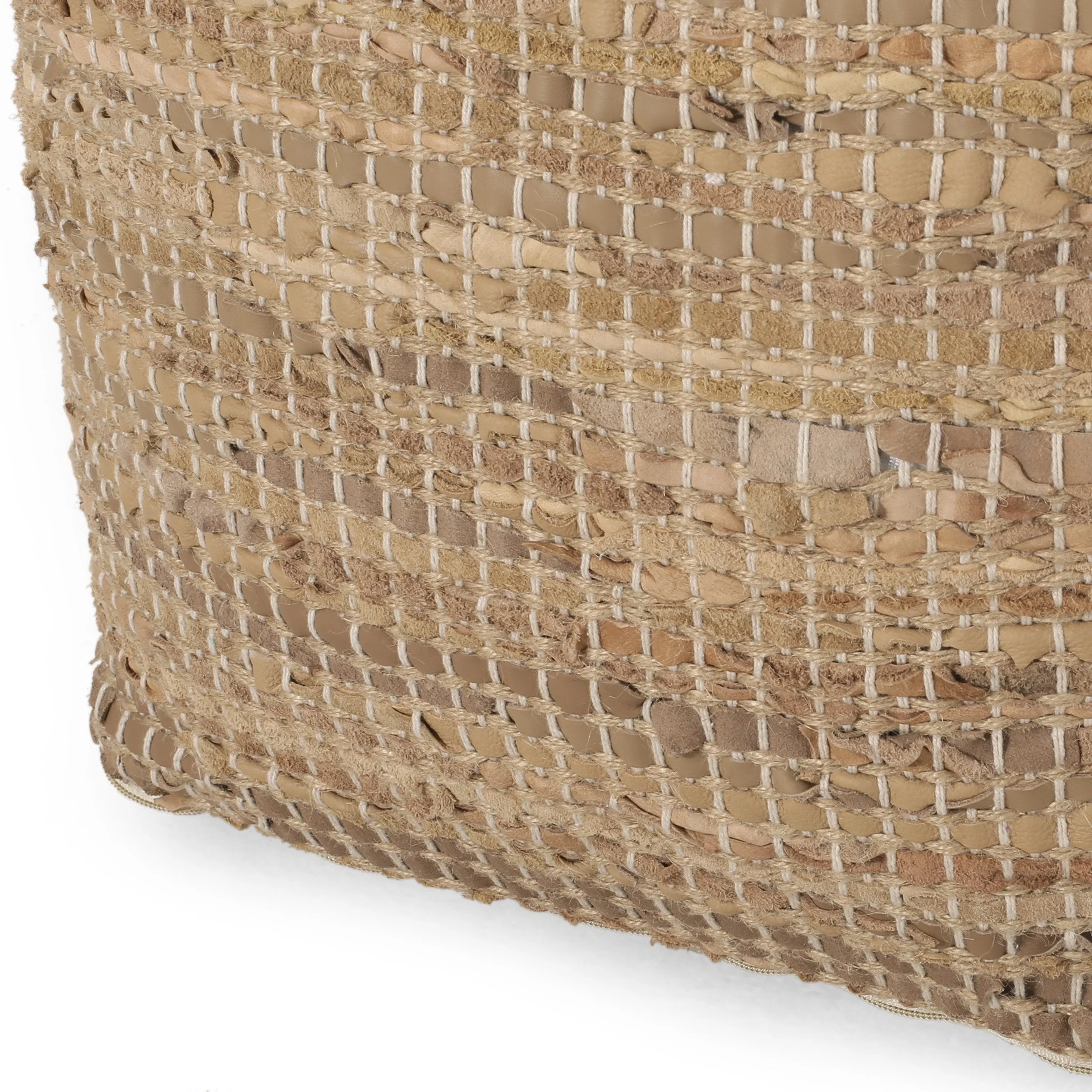 Boho Handcrafted Fabric Cube Pouf - NH114413