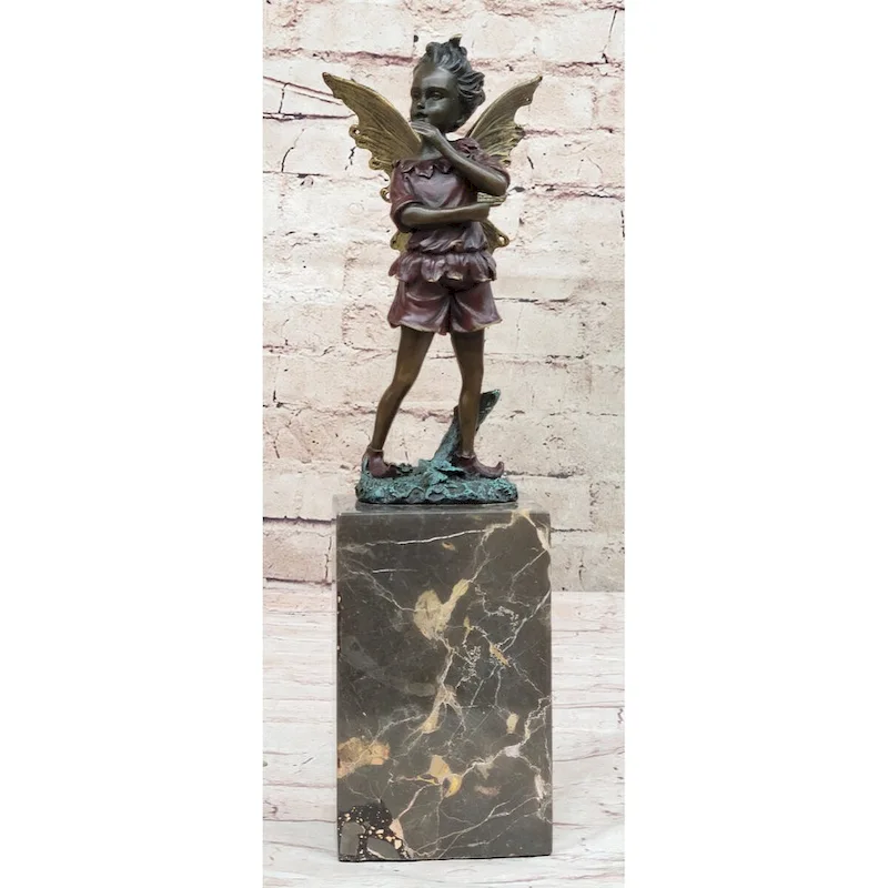 Very Beautifully Detailed Fairy Pure Hotcast Bronze Statue Signed No Reserve