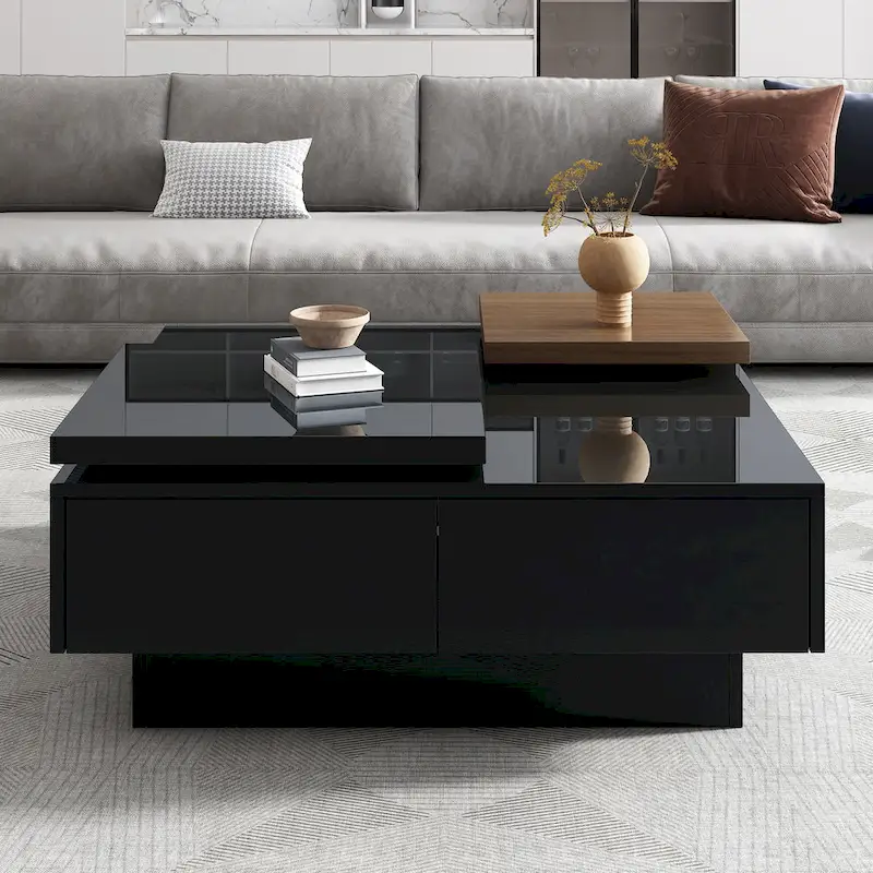 Square Wood Coffee Table with High Gloss finish