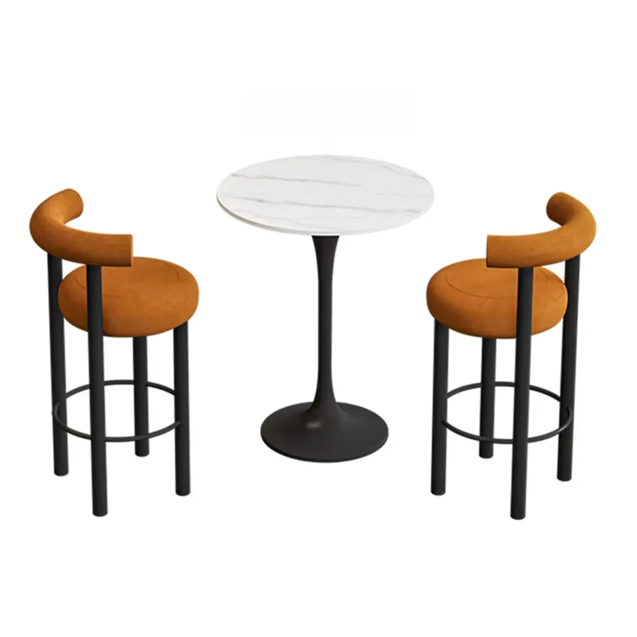 Modern Black Round Upholstered Bar Stool