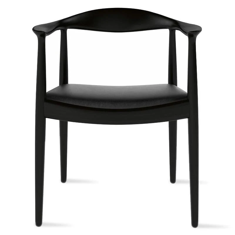 Solid Wood Elbow Kennedy Chairs Oak and Faux Leather Dining Armchair For Kitchen Bedroom Office