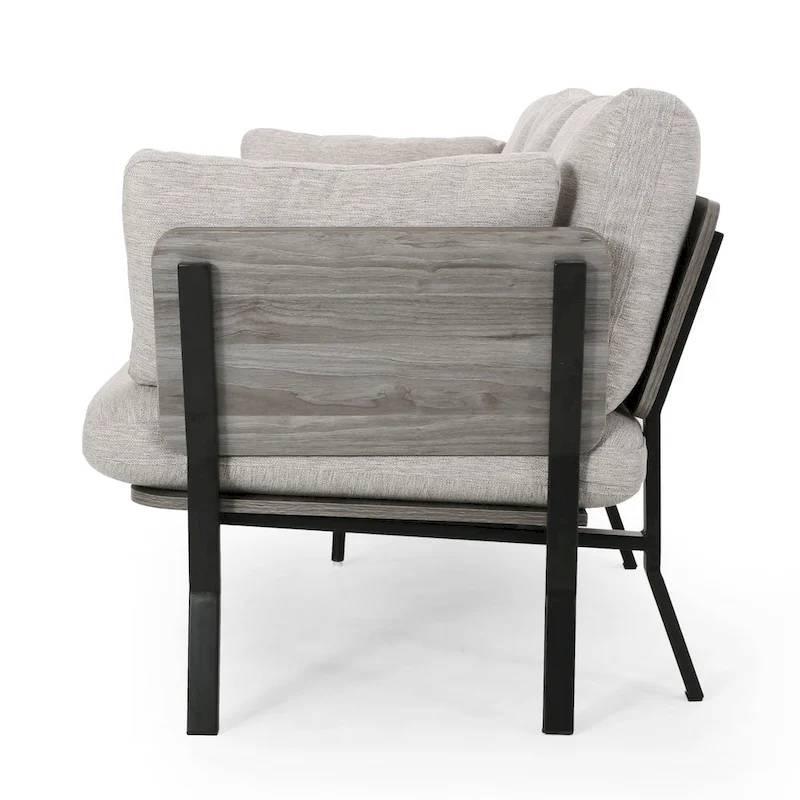 Modern 80.25 3-Seater Sofa with Flared Arms, Pillows, and Wood Legs