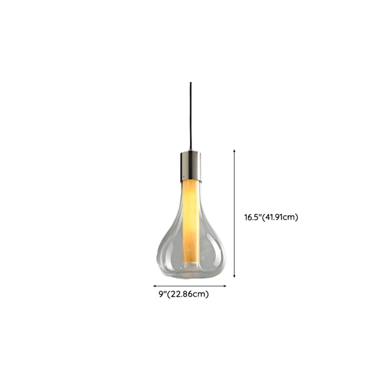 Small Water Drop Smoke Grey Glass LED Hanging Pendant Light