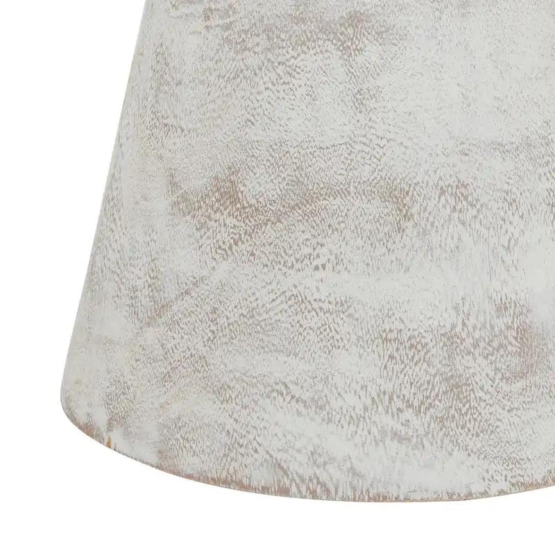 Round Solid Teak Wood Whitewash Pedestal Accent Table by East at Main