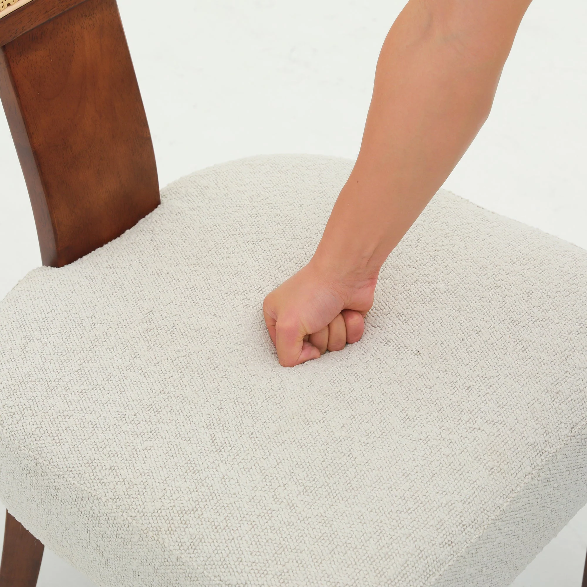 Wood and Rattan Mid Century Modern Dining Chairs Set of 2