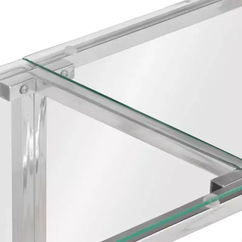 vidaXL Console Table Hallway Living Room Stainless Steel and Tempered Glass