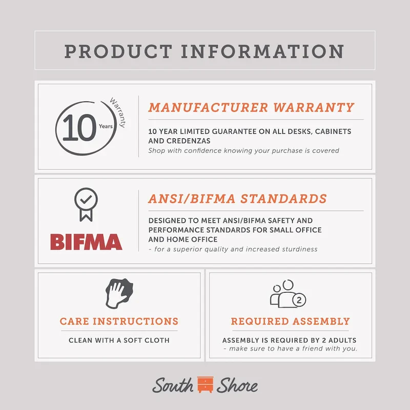 2-Door Office Credenza with File Drawer and Adjustable Shelves – Modern Style