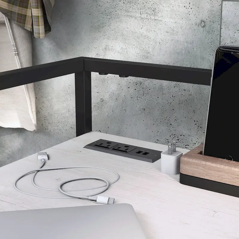 Meard Industrial 49-inch Steel Computer Desk with USBs by Furniture of America