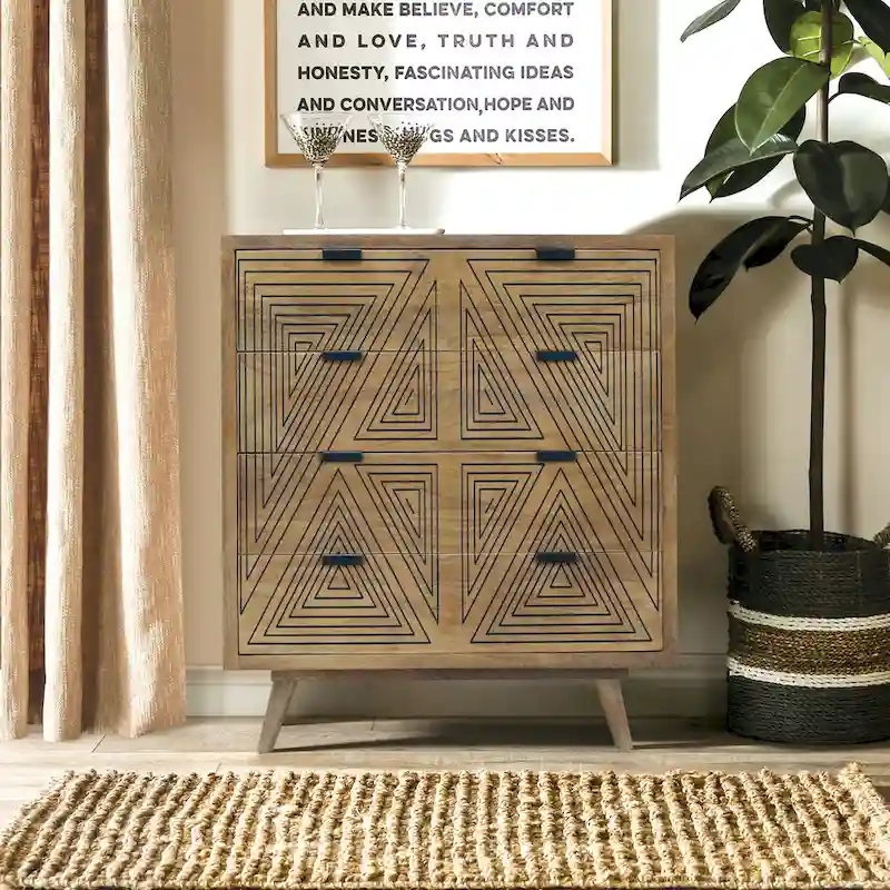 Bidi Mid-Century Modern 4-Drawer Mini Chest by Furniture of America