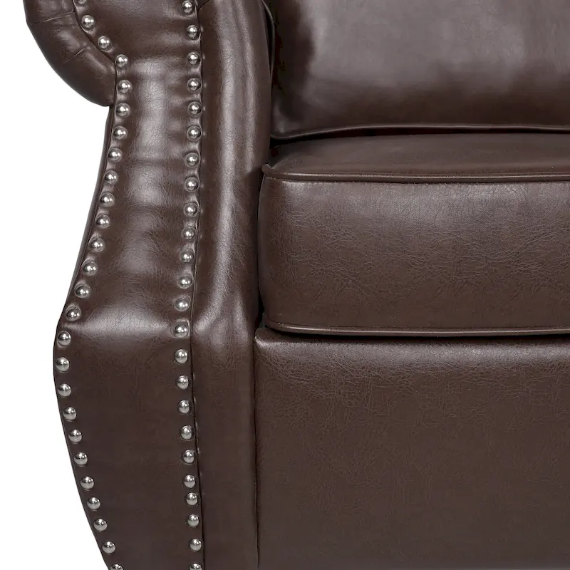 Dowd Faux Leather 3 Seater Sofa with Nailhead Trim by Christopher Knight Home