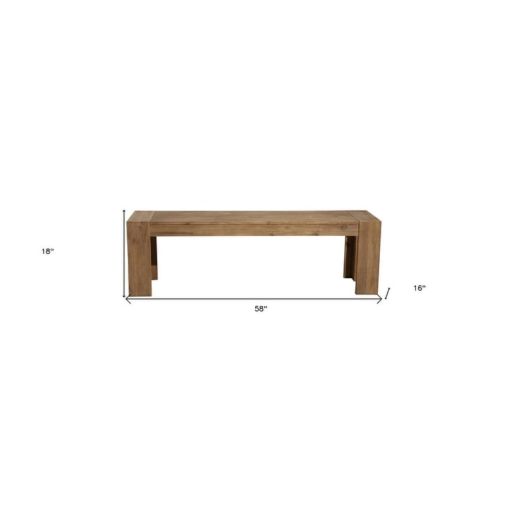 HomeRoots 58  Natural Distressed Solid Wood Dining Bench - 58