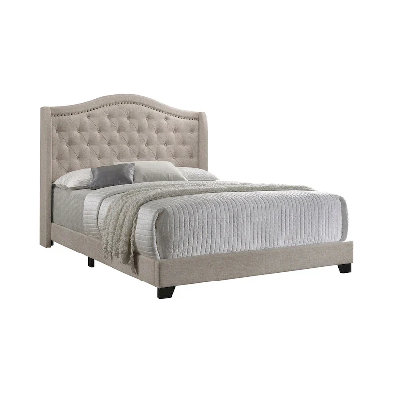 Maassluis Camelback Demi-wing Tufted Upholstered Bed