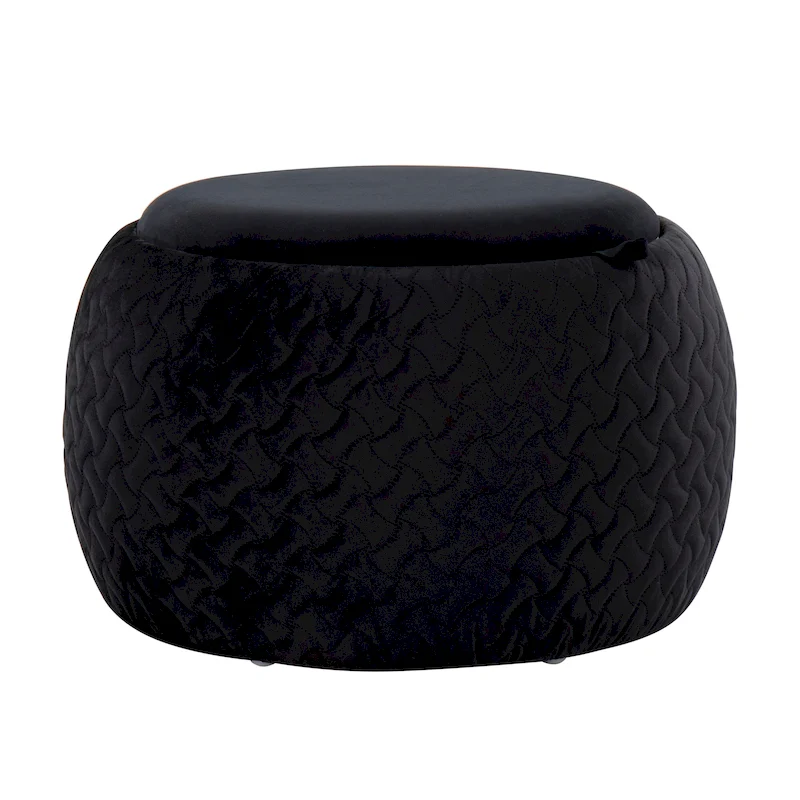 Carson Carrington Astrid Pouf with Natural Wood Tray Top