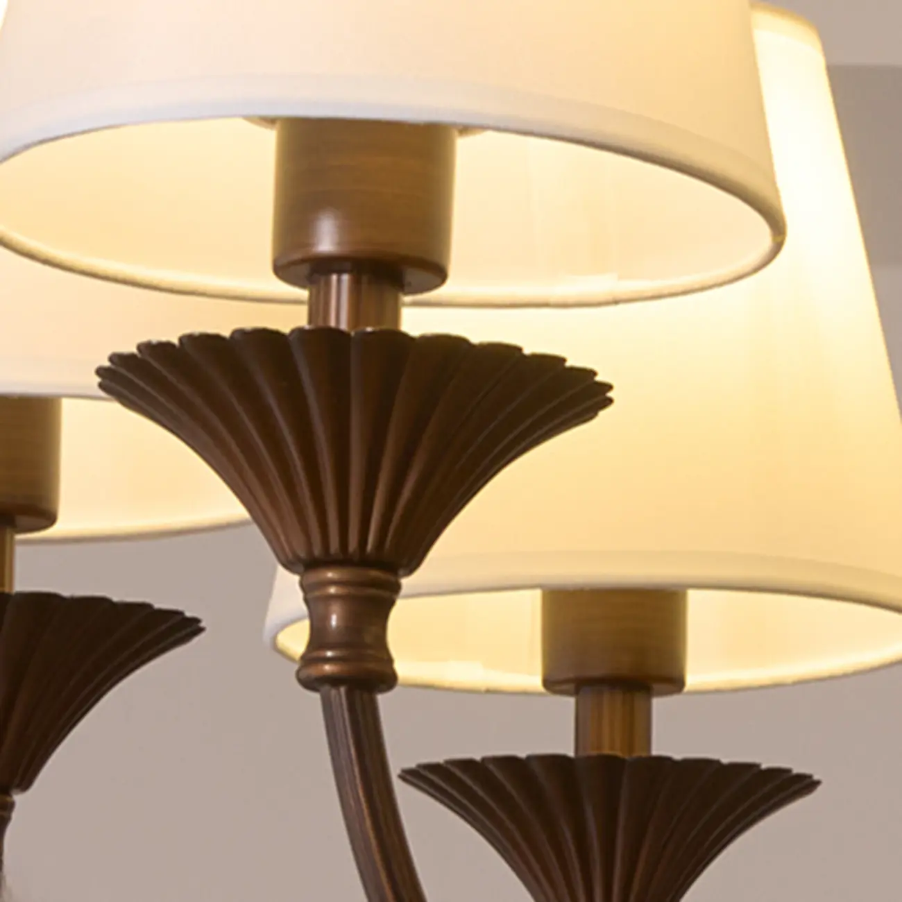 Traditional Brown Metal Fabric Barrel 8 Lights Chandelier