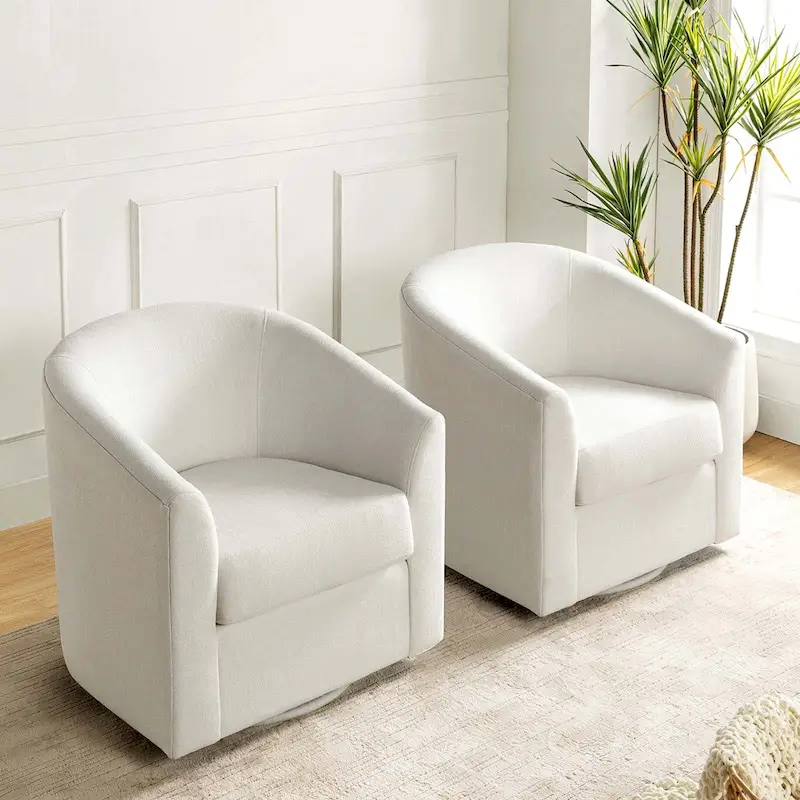 Cuenca Modern Upholstered Barrel Chair with Swivel Base Set of 2