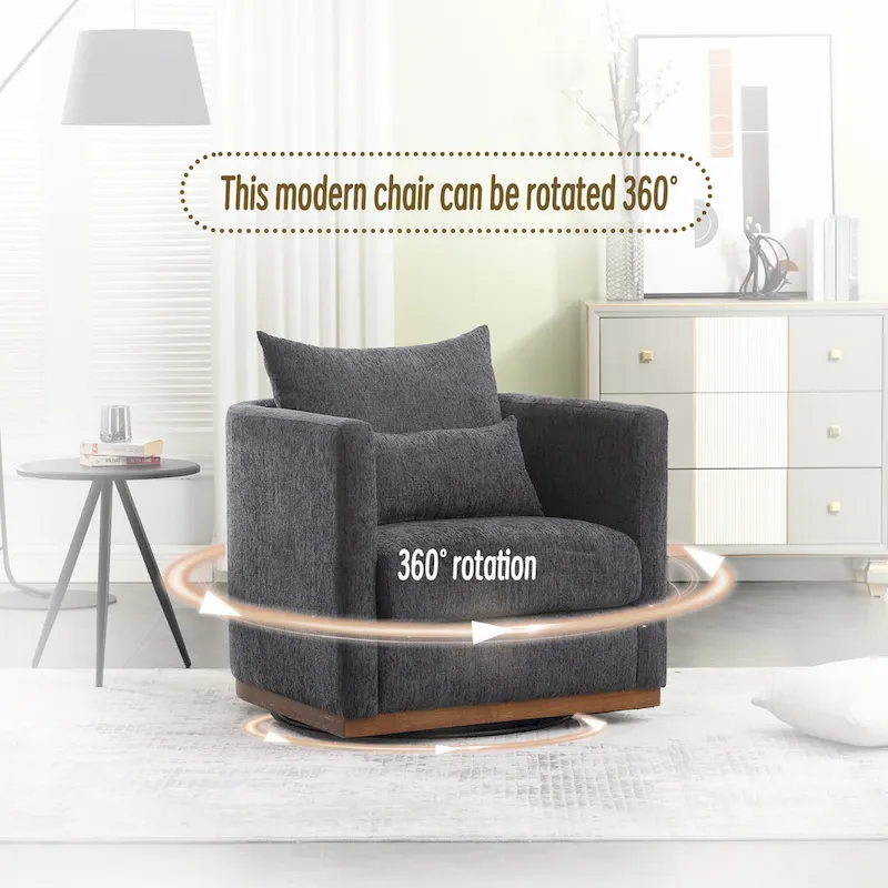 GDFStudio - Harper Chenille Swivel Barrel Chair with Sturdy Metal Base and Ergonomic Design