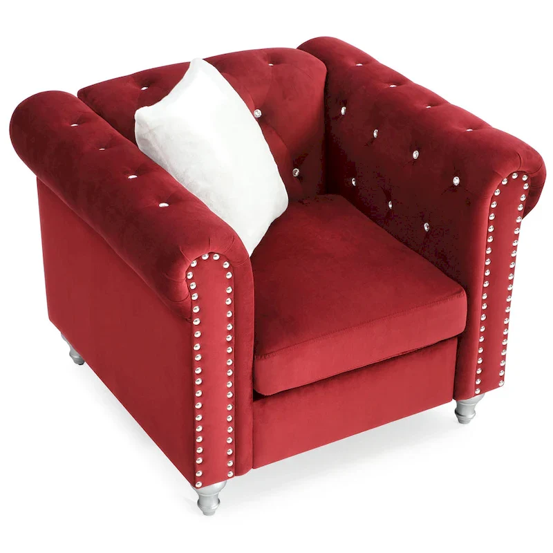 Raisa Velvet Crystal Accent Chair
