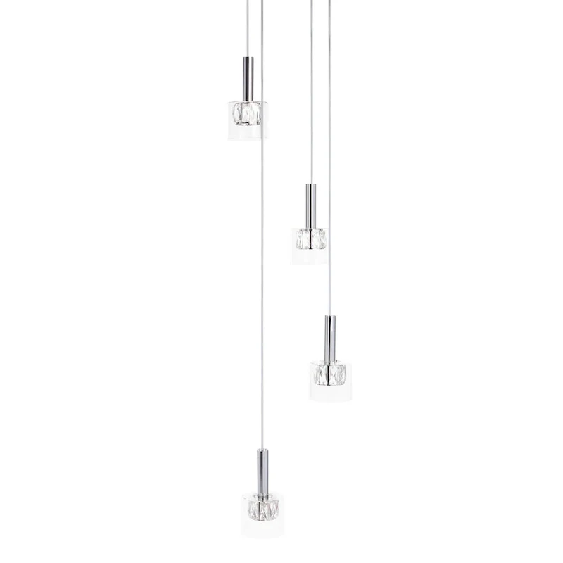 SAFAVIEH Lighting Shakila Pendant - 15.3 x15.3 x52.28-82.28  - Silver/Glass - 15Wx15Dx82H