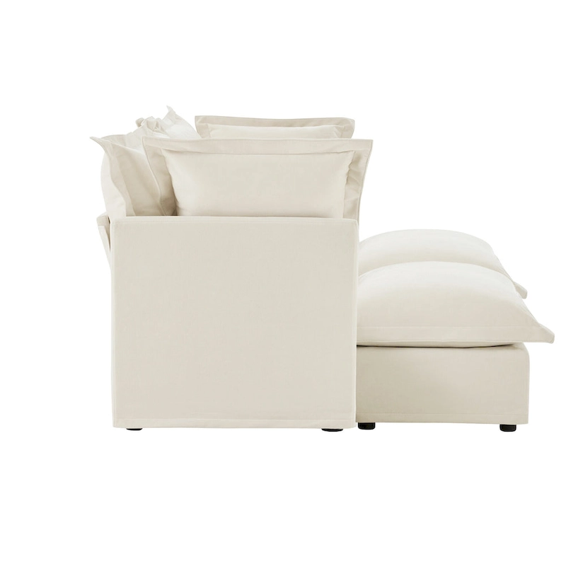 83.4  Chenille 2-Seater Sectional Sofa with Ottomans