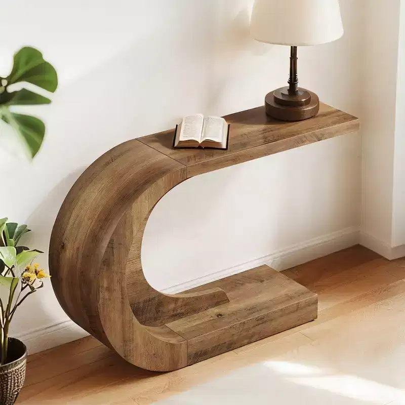 MAYEERTY Elegant C-Shape Hallway Table, Multi-Use Console/Sofa/Entryway Accent Table
