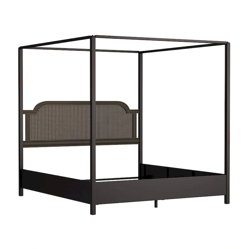 Hillsdale Furniture Melanie Wood and Metal Canopy Bed, Oiled Bronze