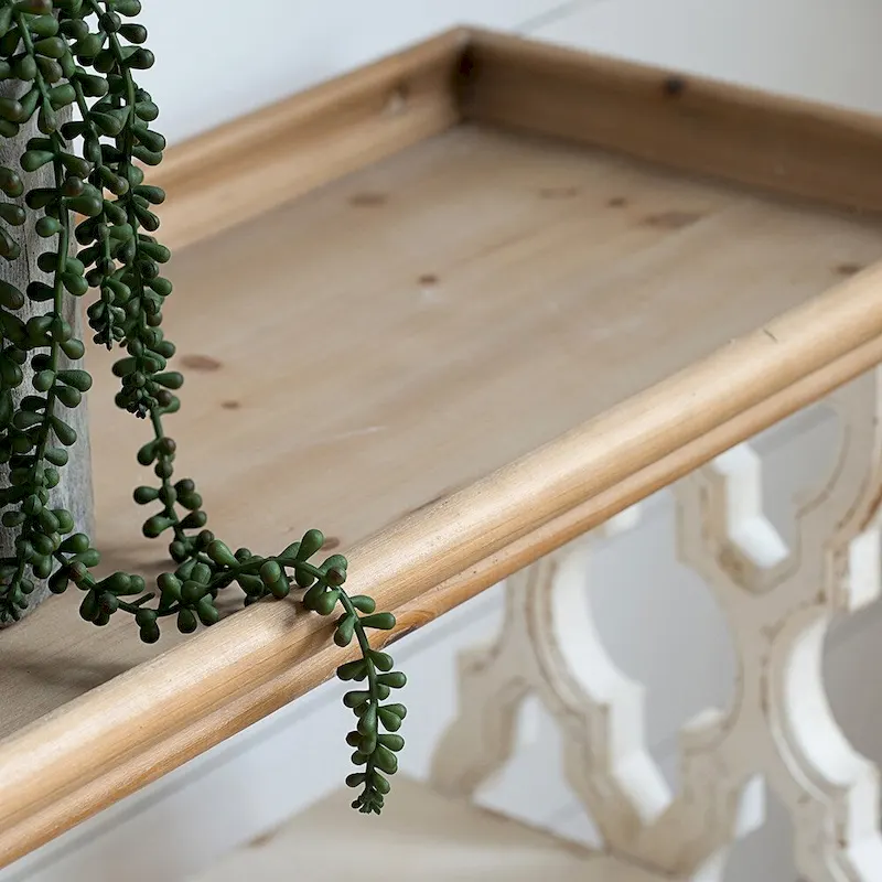 Distressed Wood Console Table with Shelf and Tray Top