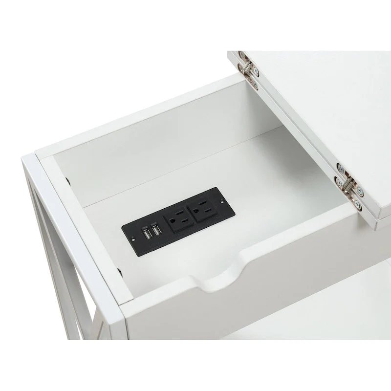 Convenience Concepts Tucson Flip Top End Table with Charging Station and Shelf