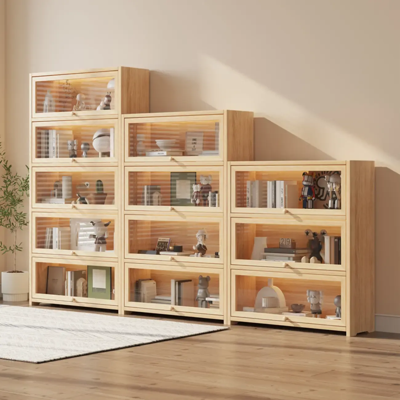 Classic Natural Finish Solid Wood 5-Shelf Display Bookcase