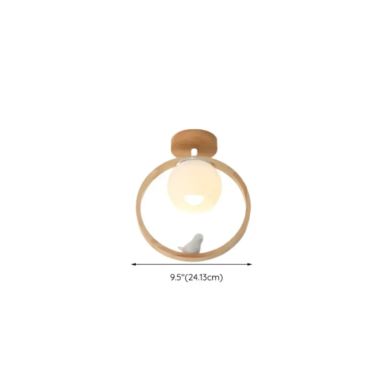 Natural Rubber Wood Cube Shade Semi Flush Ceiling Light