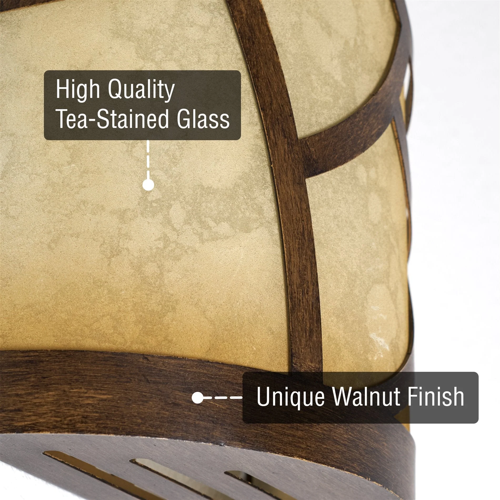 Cromwell 10 Traditional wood finish Metal Chime Cover / Tea-Stained Glass