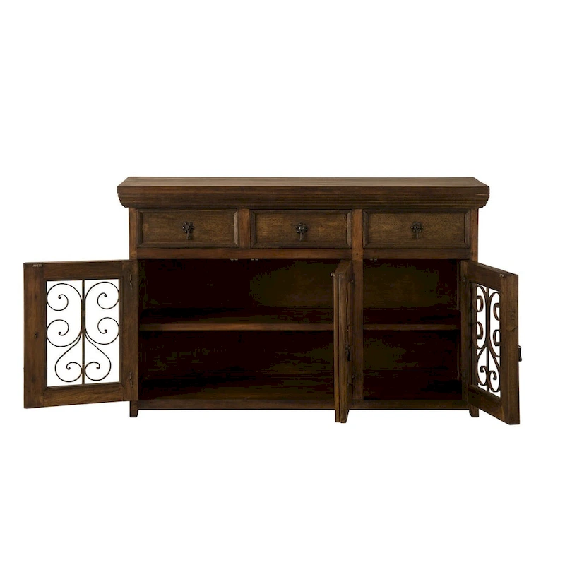 Handmade Solid Reclaimed Barn Wood & Wrought Iron Hardware Buffet & Sideboard 54 Width