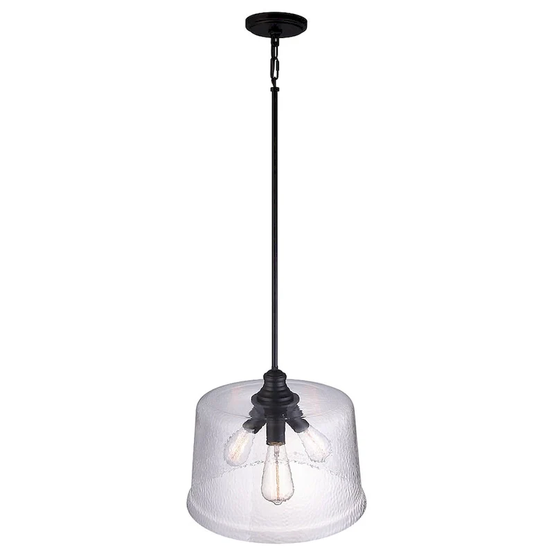 Bennington 3-Light Matte Black Pendant with Water Glass Shade