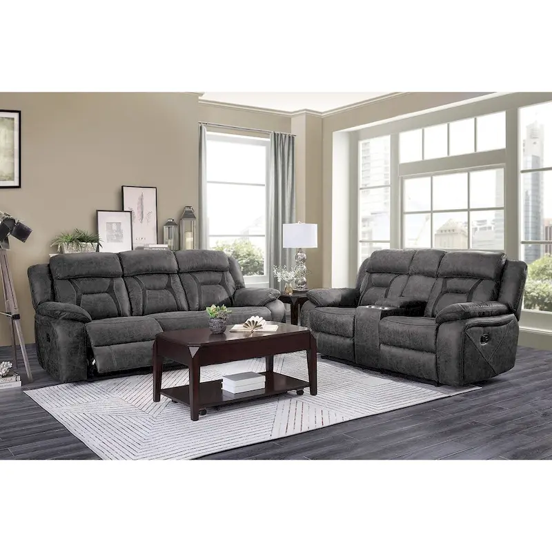 Amie Gray Microfiber Reclining Love Seat
