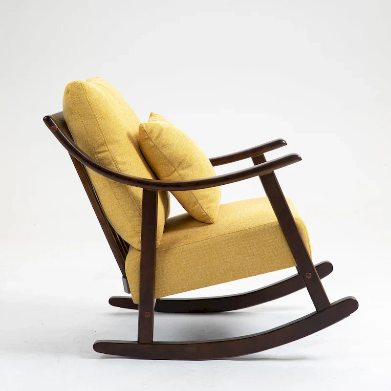 Linen Solid Wood Rocking Arm Chair