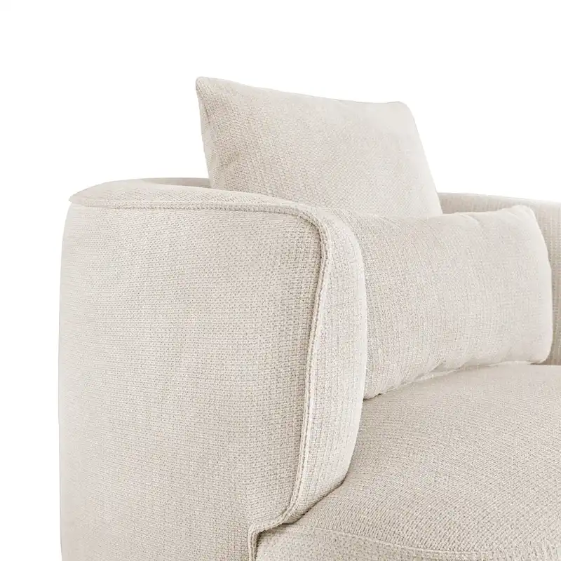 LUE BONA Swivel Accent Armchair Fabric Blend, Modern Upholstered Barrel Chair Living Room Sofa Chair