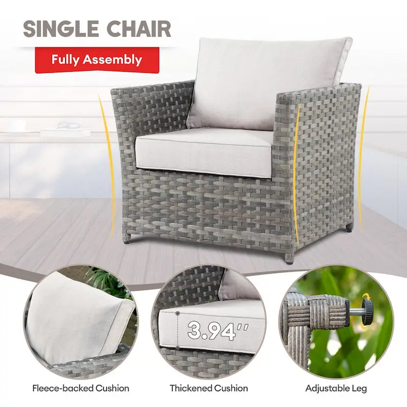 XIZZI 9-piece Patio Furniture Sectional Set with Swivel Rocking Chairs