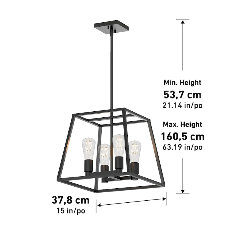 Artika Carter Square Chandelier, Black