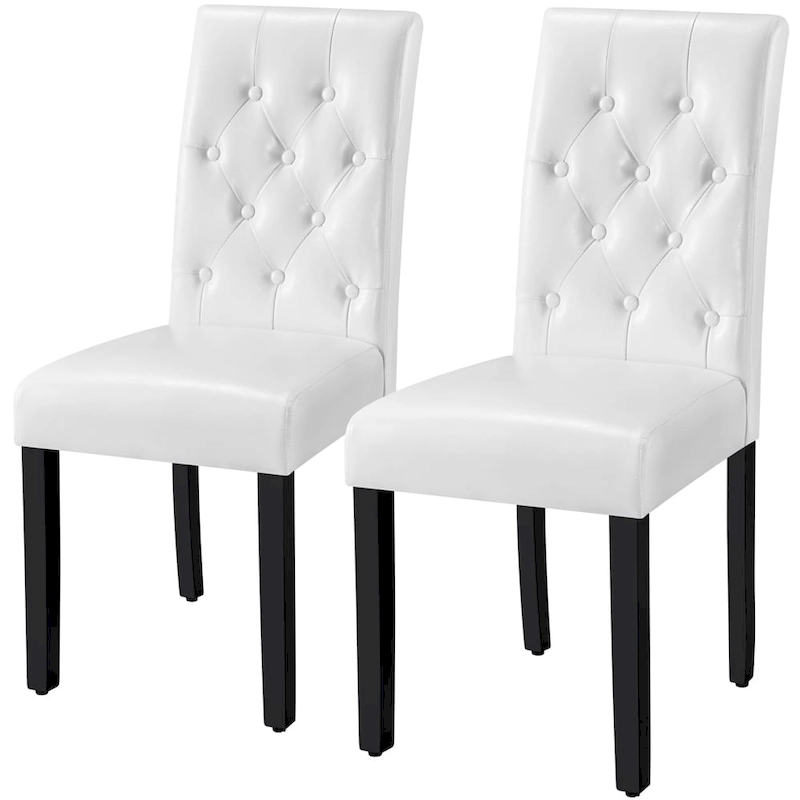 Yaheetech Button Padded Dining Chair with Solid Wood Legs Set of 2 - Set of 2