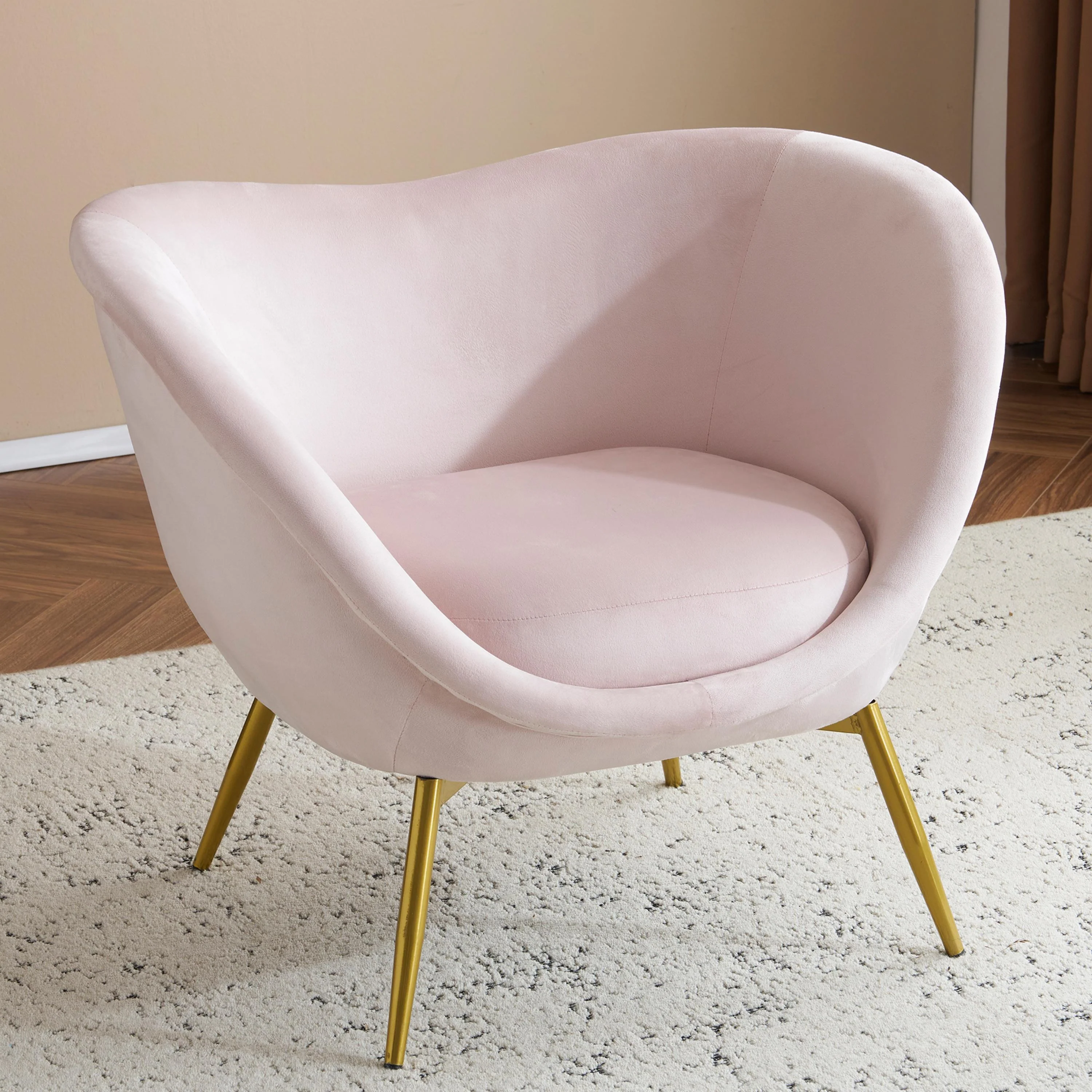 Modern Velvet Accent Chair with Gold Legs