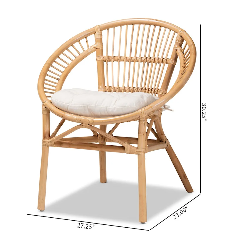 Adrina Modern Bohemian Natural Brown Rattan Dining Chair