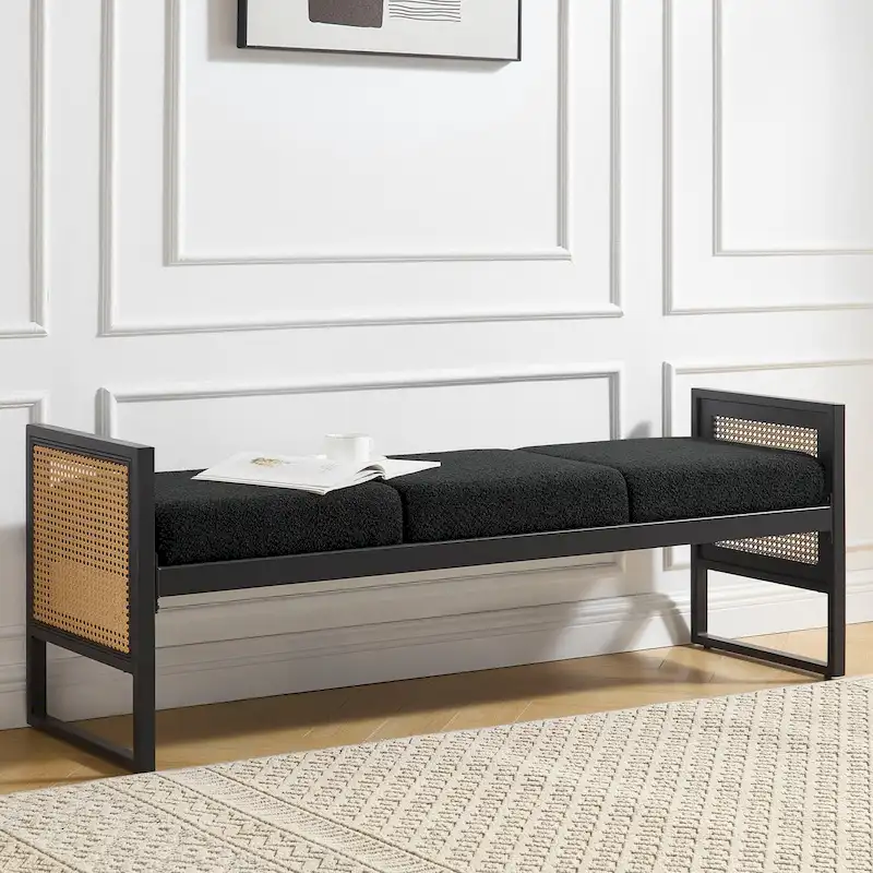 Fabric Upholstered Storage Bench for End of Bed, Entryway - 56.69 L x 16.93 W x 22.4 H