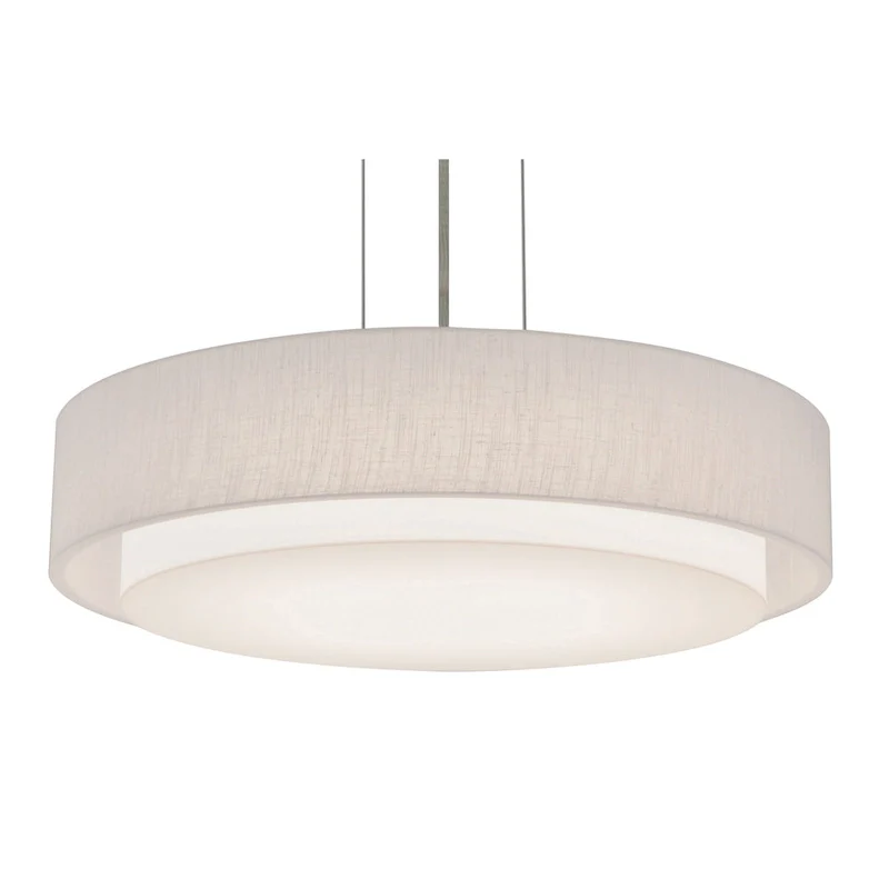 Sanibel 23-inch Satin Nickel LED Pendant, Linen White Shade