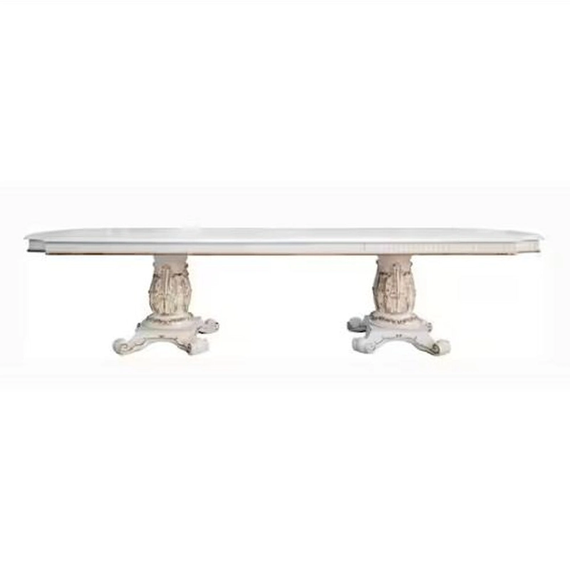 Antoine Dining Table, Double Pedestal, 84-120 Inch Antique Pearl White