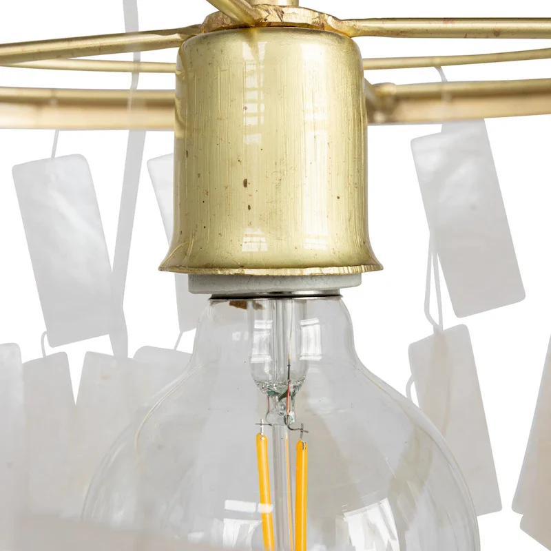 Marina Metal and Natural Capiz Chandelier Style Pendant Ceiling Light