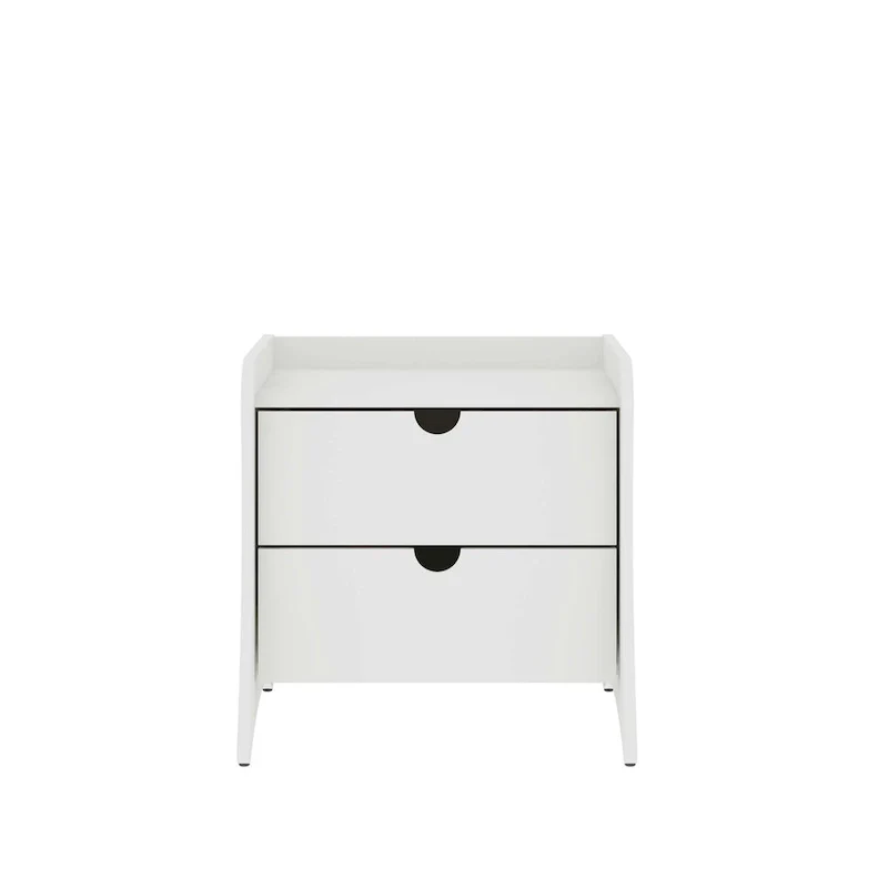Mid-Century Modern 2-Drawer Nightstand, MDF, Curved Legs, 19.68